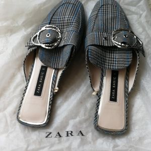 Zara fabric plaid mules with buckle 6